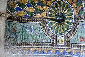 Colorful and beautiful, patterned architecture of the fountain in Zurich, Switzerland