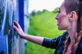 girl in nature in a blurred background