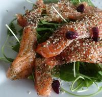 Sliced salmon on a plate