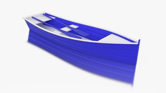 3d model of the blue and white boat with paddles, with shadow, at white background, clipart