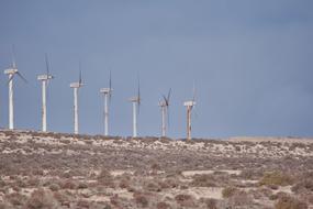 wind turbine park in the desert