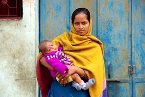 portrait of Indian Woman with baby