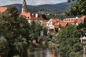 panoramic view of the historic center of Krumlov on the river