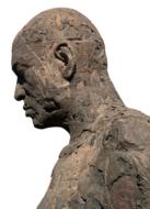 Stone sculpture of a man without hair