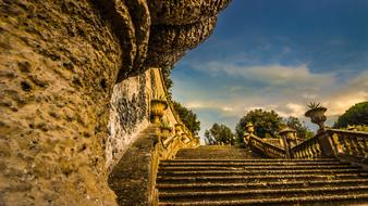 antique stone staircase in frascati, Italy
