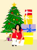 merry christmas tree gifts illustration