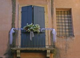 wooden door on the balcony