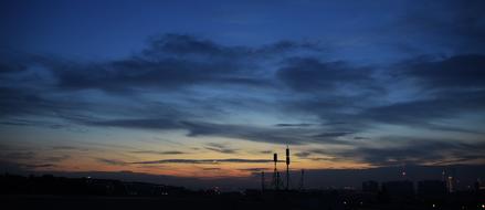 Beautiful and colorful night view with the colorful sunset in the clouds