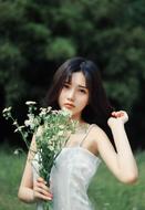 asian Girl with Flowers