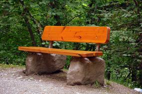 bench on the rocks in the park