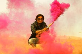Pink Color smoke man
