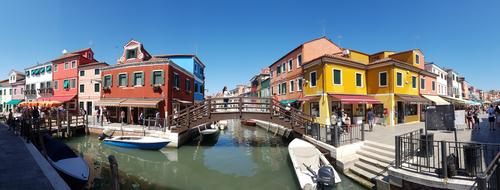 panorama of bridges and buildings in Venice, Italy