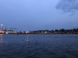 Waters Sea port in evening