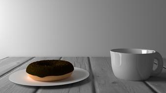 Chocolate doughnut with coffee