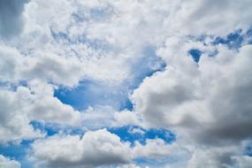 fluffy white and grey Clouds at Blue sky, Selective Focus