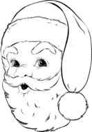 painted Santa Claus head in a coloring book