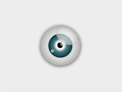 Shiny, blue eye in light, at grey background, clipart