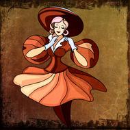 Art of a cute girl in a hat and dress