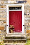 old red front door