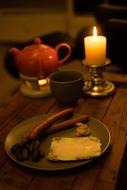 dinner with tea and candles