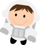 child in astronaut costume drawing