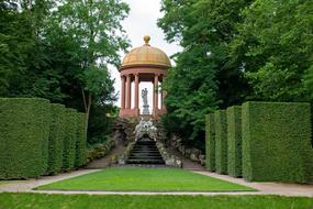 Beautiful architecture in the green garden in Schwetzingen, Germany