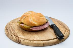 delicious burger on a wooden board