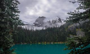 clouds mountains trees trees lake
