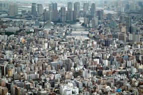 panoramic view of city skyscrapers