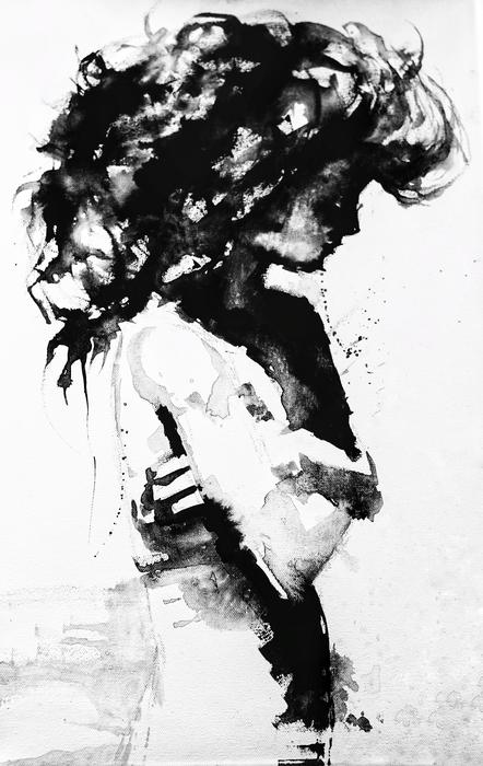 drawing painting of girl female hair