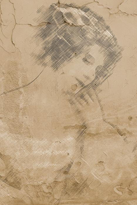 dreamy pretty woman, vintage background