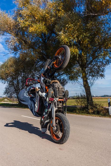 stunt motorcycle road