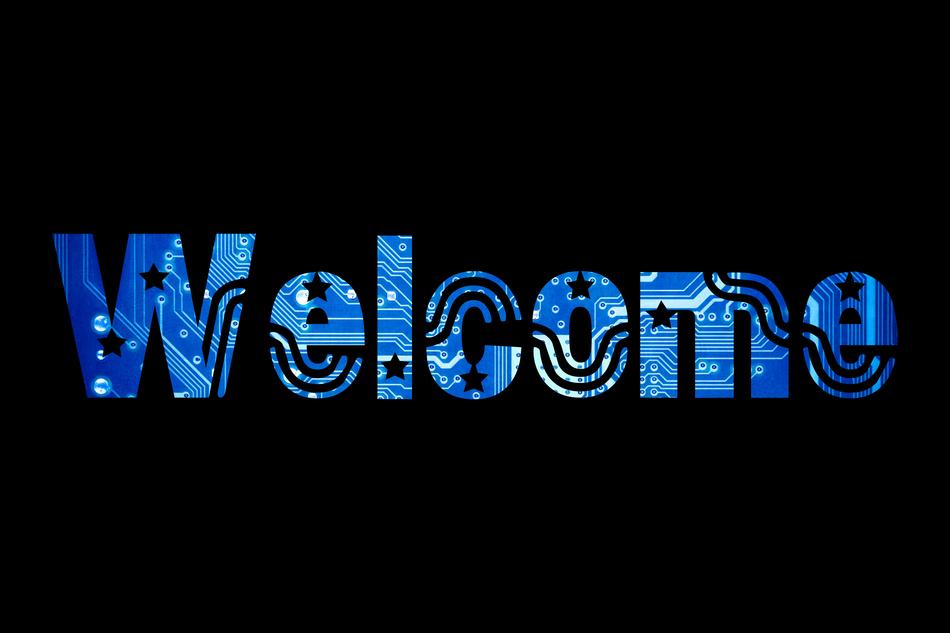 welcome on black background