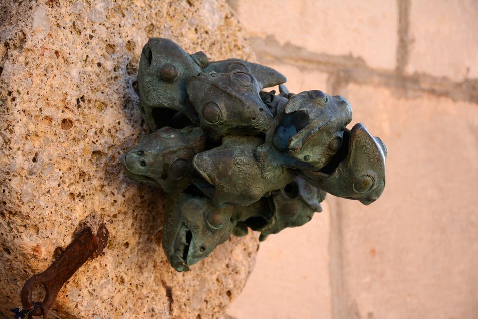 mystical dragons in stone architecture close up