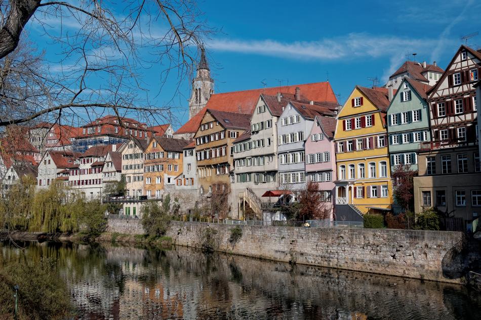 Tübingen Houses Facade and river