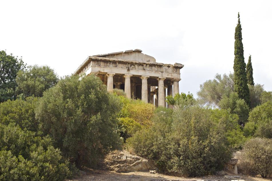 ruins among trees in greece