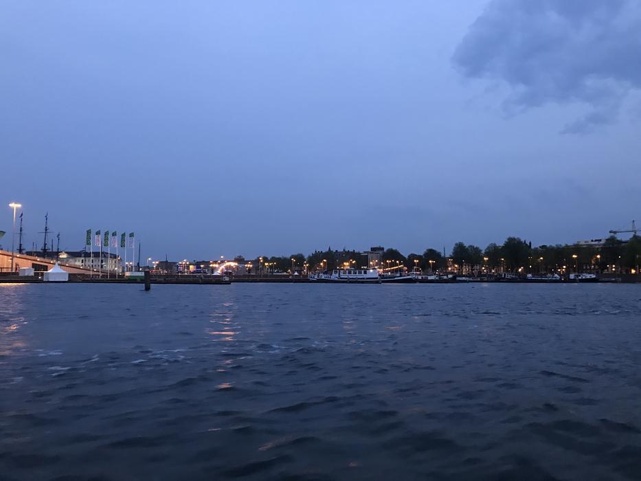 Waters Sea port in evening