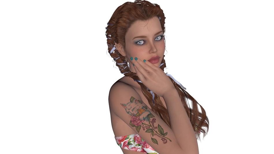Blue Eyes Brown Hair Green Nails