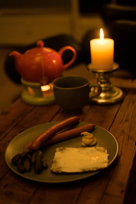 dinner with tea and candles