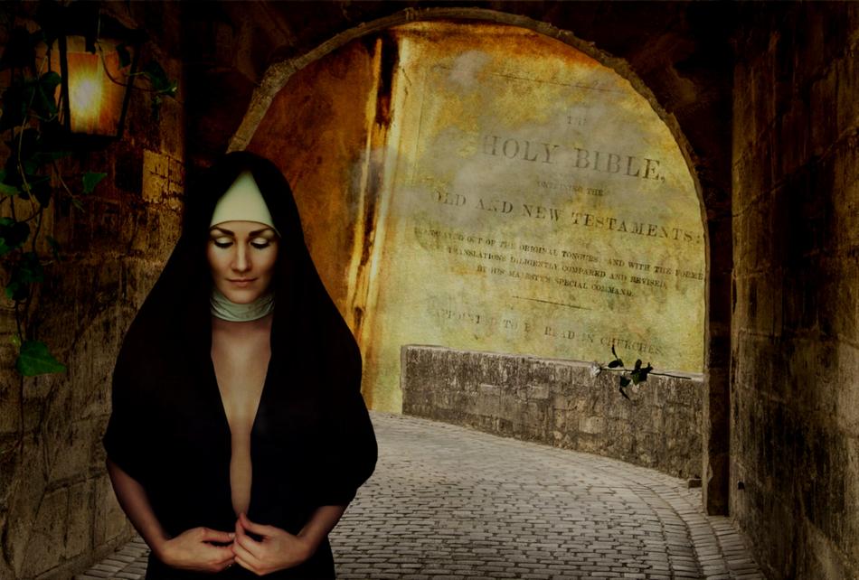 nun in library storage