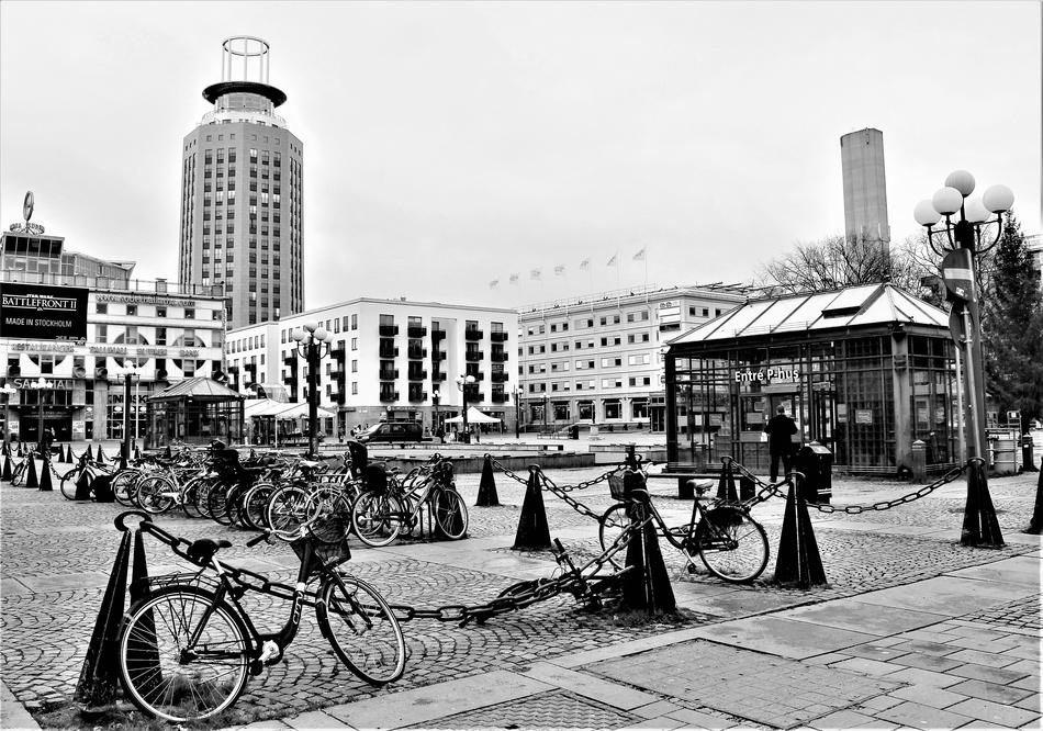 monochrome photo of Square and Architecture Buildings