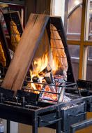 Smoked trout on fire