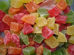 colored jelly beans with sugar