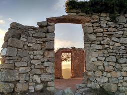 House old stone Sunset