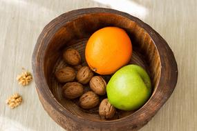 hard nuts and fruit