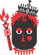 silhouette of the king of hearts on a white background