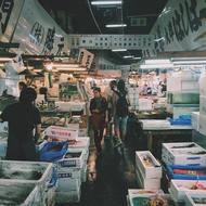 people in the market in korea