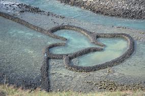 hearts stones water blue