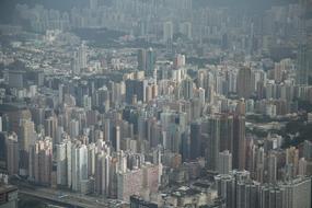 Aerial view of the city with colorful buildings