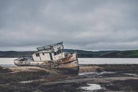 sunken ship in the water